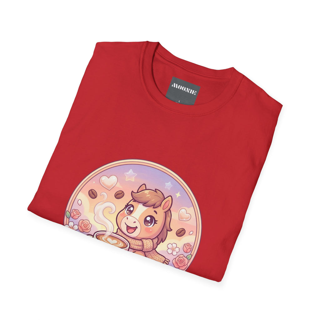 Women Softstyle Tee – Coffee & Horsie Charm