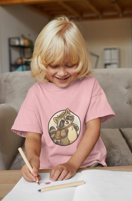 Moonie Toddler Short Sleeve Tee – Explorer Raccoon