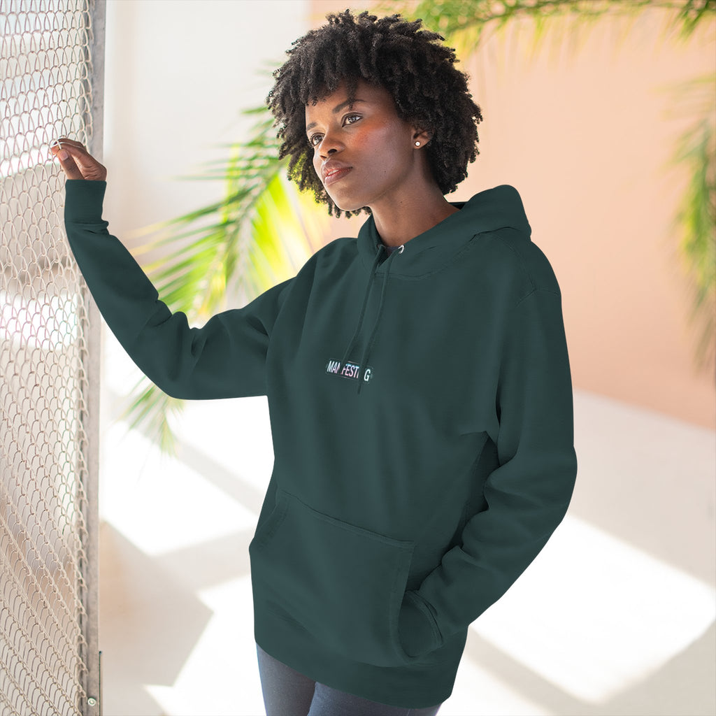 Moonie Women’s Three-Panel Fleece Hoodie – Manifesting