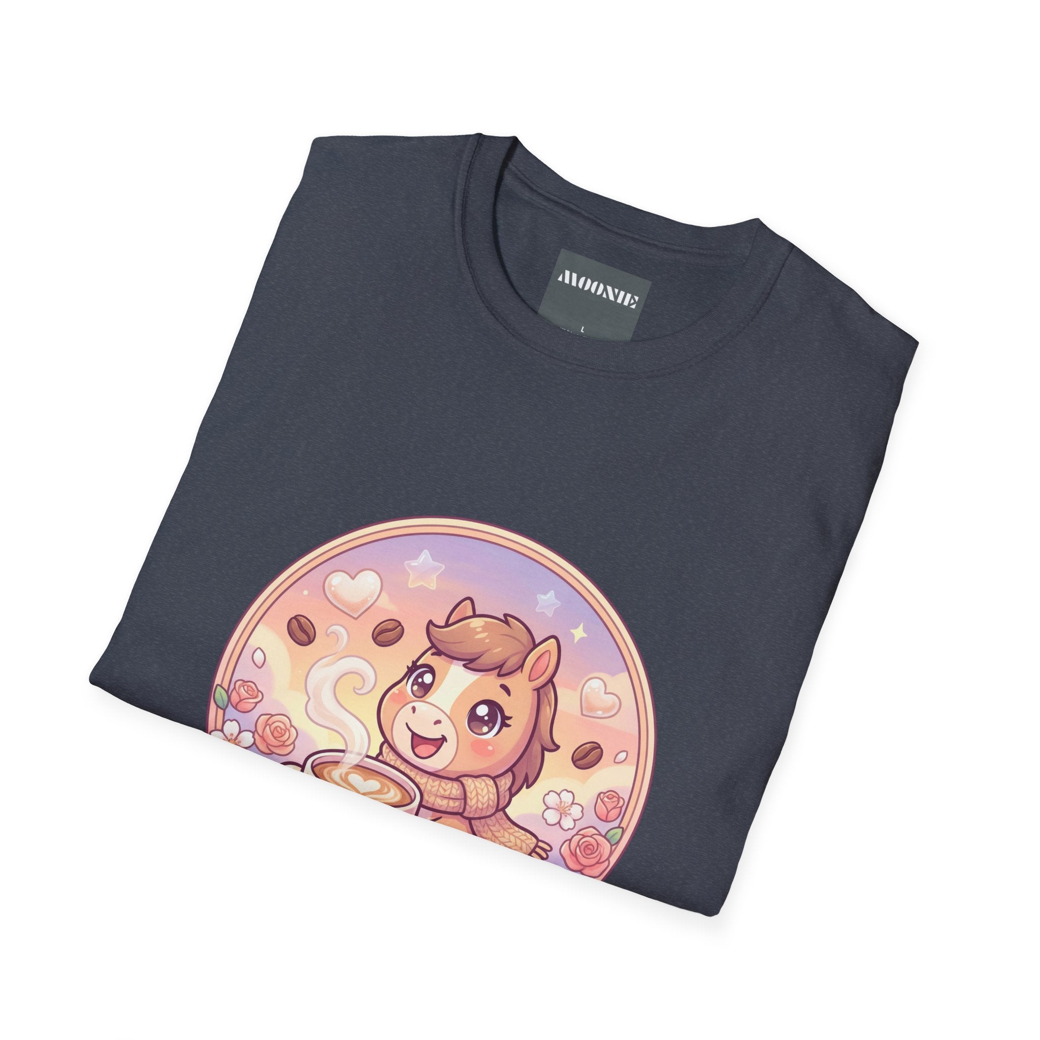 Women Softstyle Tee – Coffee & Horsie Charm